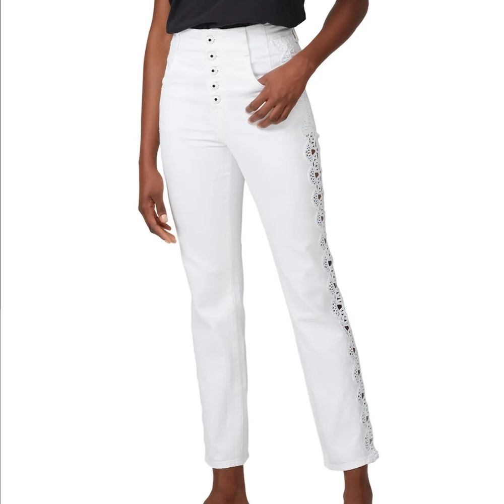 Jonathan Simkhai Lace Cutout Applique E Cig Skinny Ankle Jeans White Sz 31